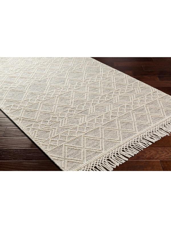 Livabliss Hemingway 3x3 ft. Non-Customised Round Area Rug - Hand-Woven Durable Polyester-Wool Blend, Classic Style, Fringe Detail, Flat Weave, Global Look, Ivory & Black, for Equestrian Sports, Outdoor Leisure