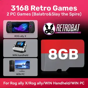 Game Card With 3168 Retro Games&2 PC Games For Rog Ally/Rog Ally X/GPD WIN4/LEGION GO/WIN PC&Laptop Plug&Play 8GB Game Card For GBA/N64/NES/SNES