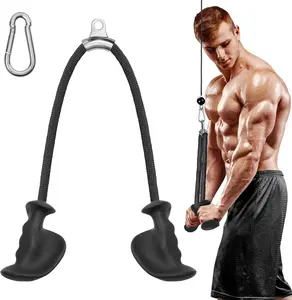 Tricep Rope with Ergonomic Tricep Rope Attachment, Tricep Pull Down Rope for Cable Machine, Pulley System, Triceps Rope Cable Attachment for Gym, Home