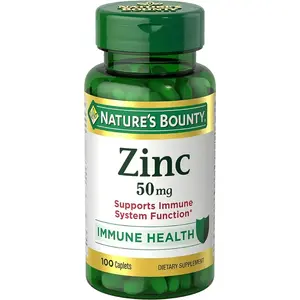 2 Pack Nature’s Bounty Zinc 50mg | Immune System, Skin, & Antioxidant Health Support | Contributes to DNA Formation | Vegetarian, Non-GMO, Gluten Free | 100 Caplets, 1 Serving Per Day for Daily Health
