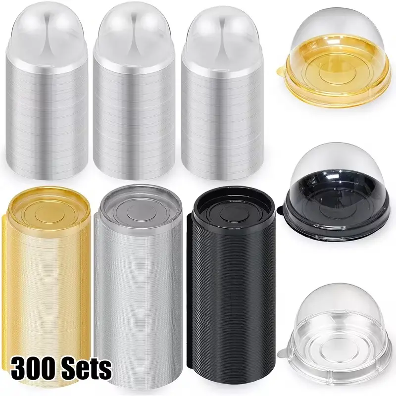 300 Sets Mini Dessert Containers with Dome Lids, Clear Plastic Cake Containers, Small Cake Box, Mini Cupcake, Ideal for Cocoa Bomb, Strawberry, Cheesecake and Mooncake campingessentials