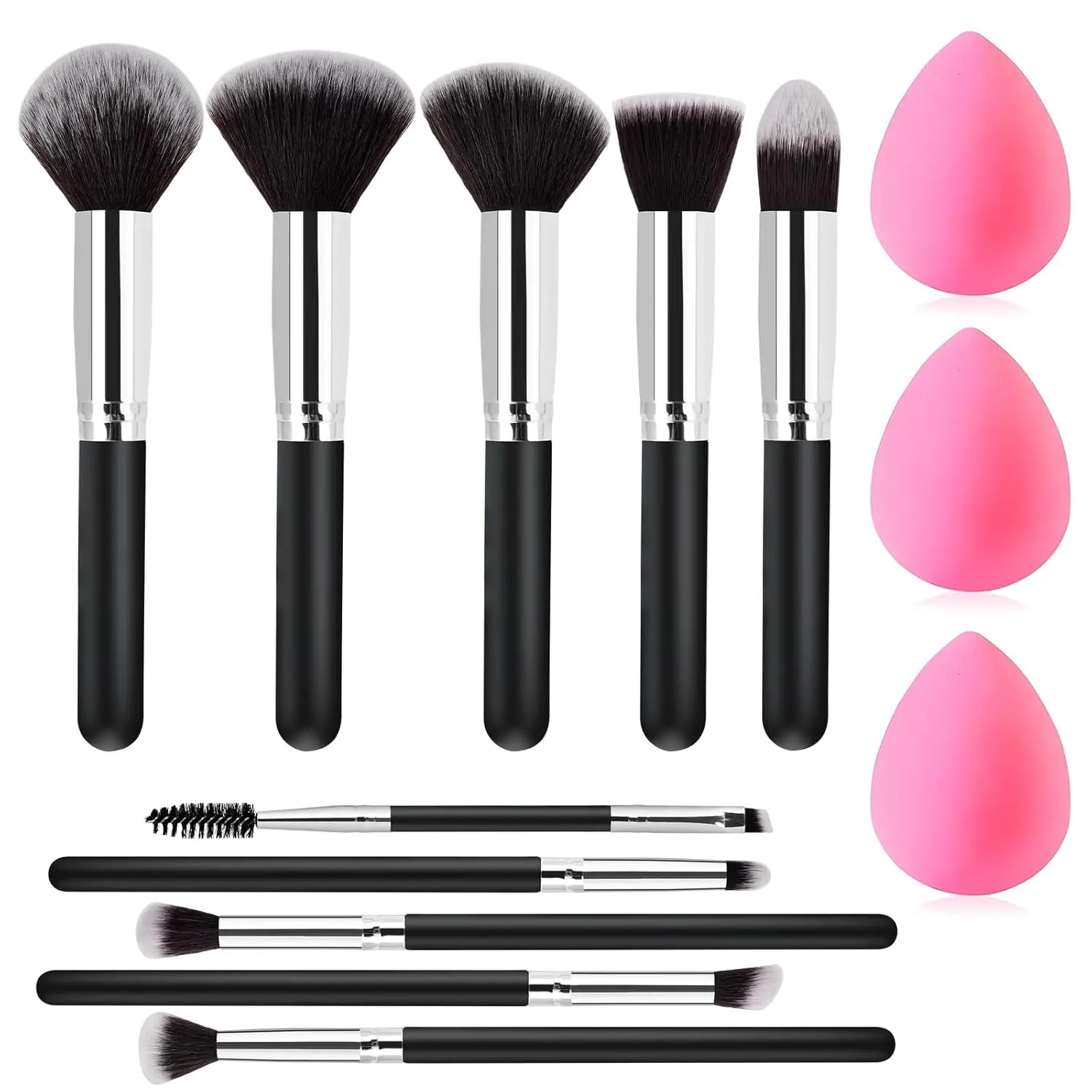 13PCS Precision Makeup Brush Set– Festival Teen Makeup Brushes with Aluminum Ferrule | Everyday Essential Makeup Brush Kit for Foundation, Eyeshadow, Blush & Travel Use
