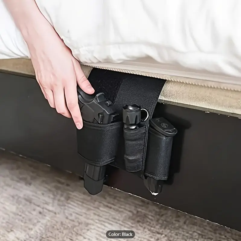 Bedside Pistol Holster, Tactical Bed Side Gun Holster, Under Mattress Handgun Holster With Flashlight Loop Holder, Suitable For Car Seats, Bedside, Sofa, Table, Valentine'S Day Gift
