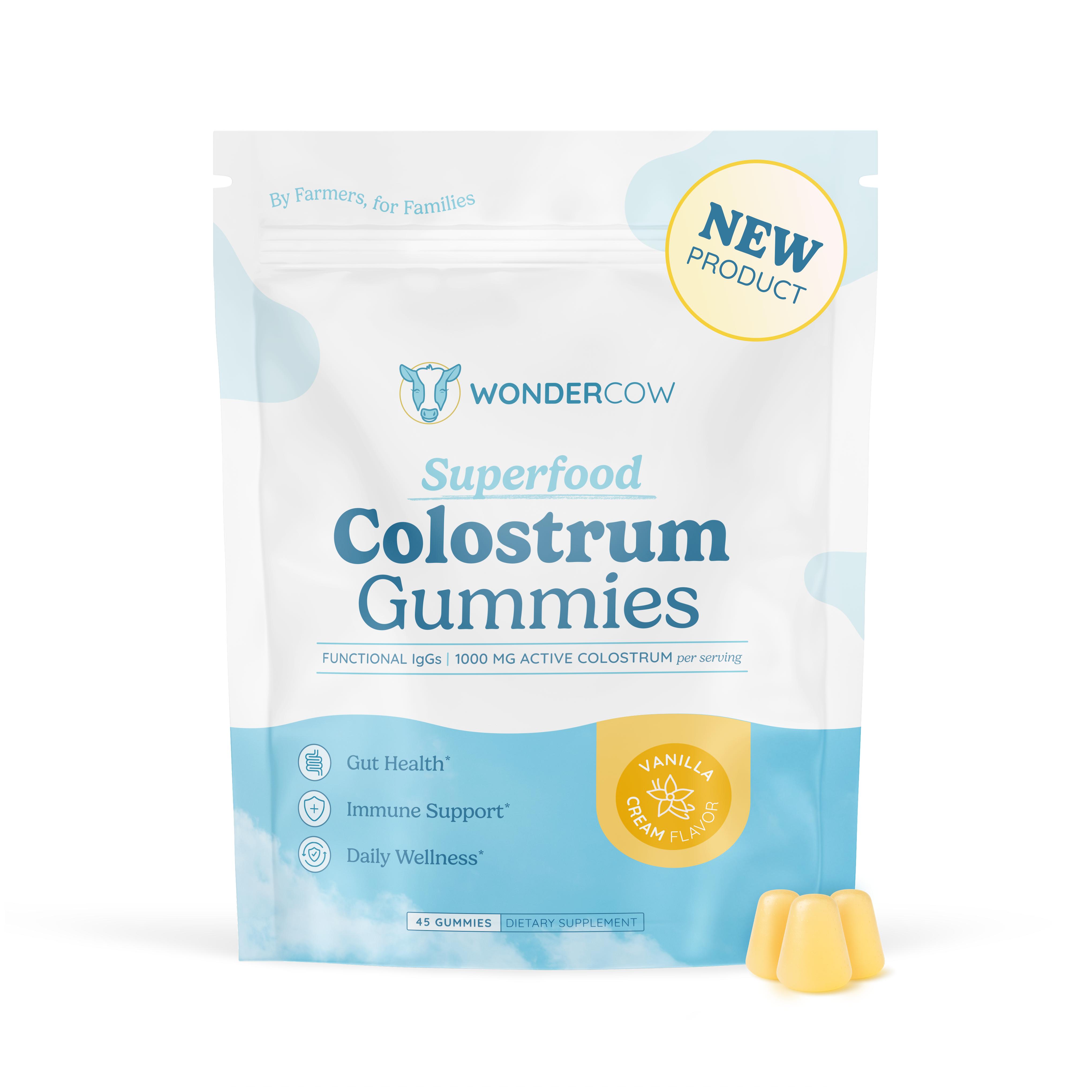 Vanilla Colostrum Gummies - 15 Serving, Whole Bovine Colostrum, Immune Support, Gut Health, On-the-Go, 1,000mg active colostrum per serving