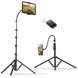 TODI Heavy Duty Tablet Tripod Stand with 15” Adjustable Gooseneck for Watching/Stream/Recording, , Floor Stand for Phone with selfie remote, Tripod for iPad Pro 12.9”/Kindle/iPhone, and All 4.5-13” Tablet/Phone