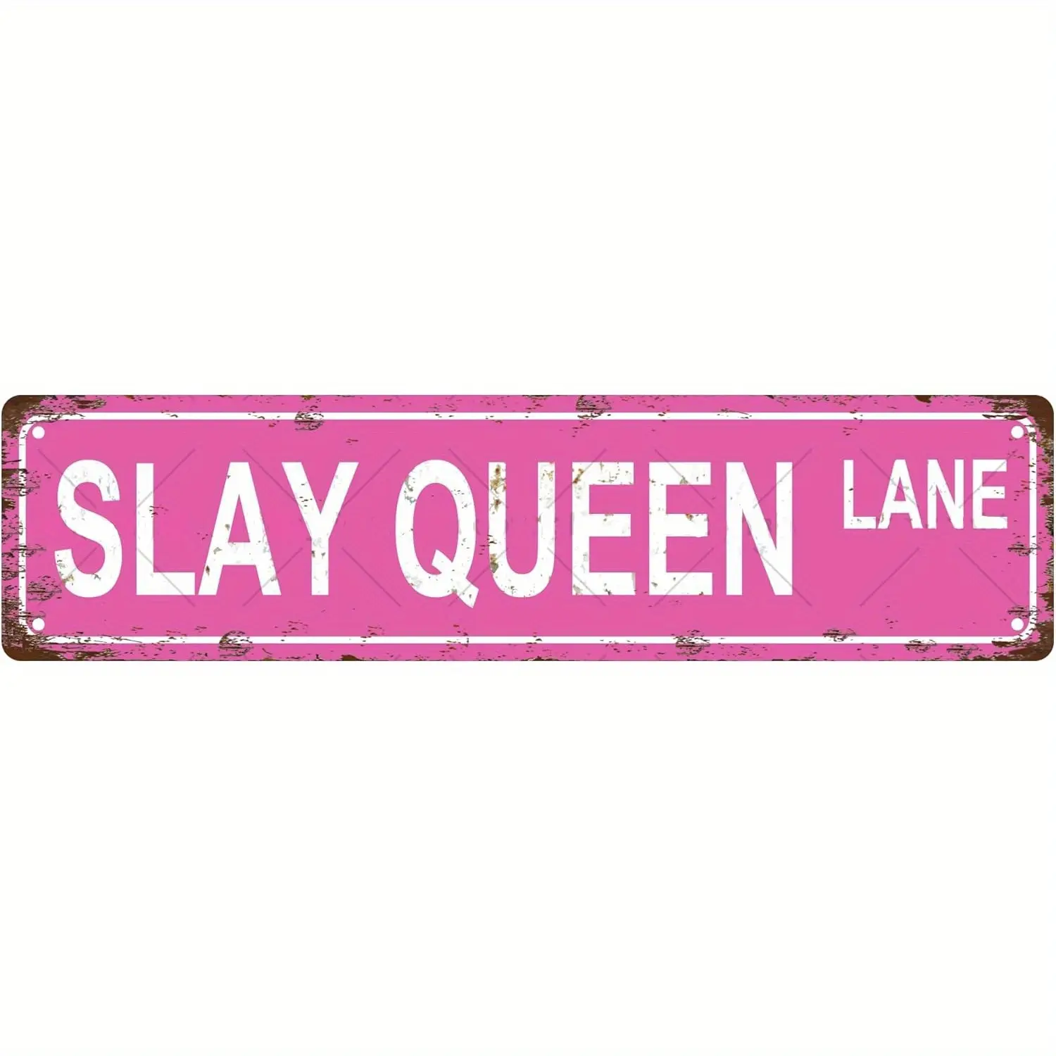 Vintage Iron Rectangle Street Sign - "Slay Queen Lane Royal Family Members" 16x4 in Casual Auspicious Home Decor Plaque, Bar Decor for Birthday Evening Gifting, Business