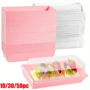 10/30/50pc Rectangular Dessert Boxes with Clear Lids, Durable Plastic Bakeware Mini Cake Containers for Cookies & Sandwiches, Ideal for Parties & Picnics