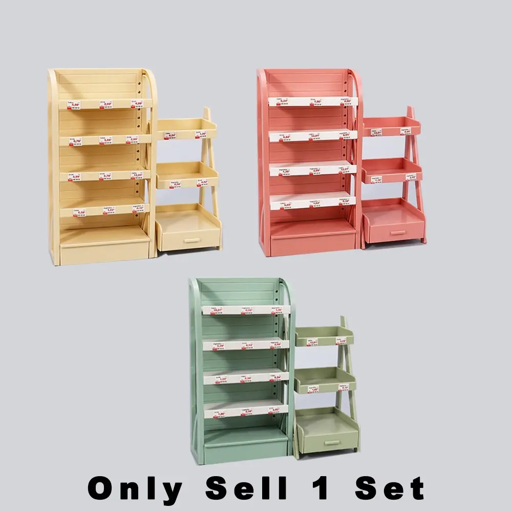 Mini Realistic Food Play Rack Set, Play House Set, Role Play Set, Supermarket Display Stand, DIY Props Accessories, Dollhouse Props, Doll House Accessory, Creativity, Immersive Pretend Play, Suitable for Boys and Girls Aged 3+