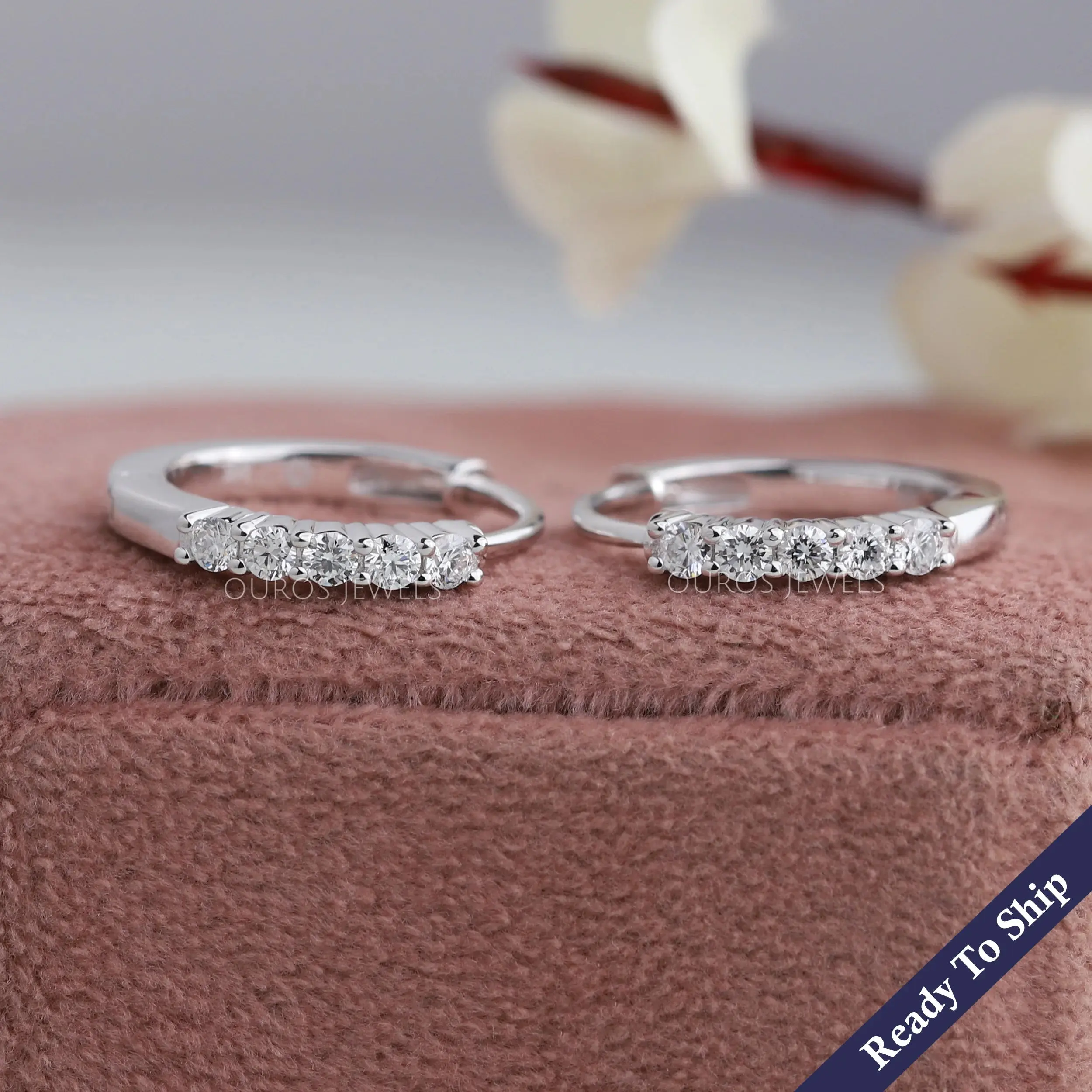 Round Lab Grown Diamond Hoop Earring