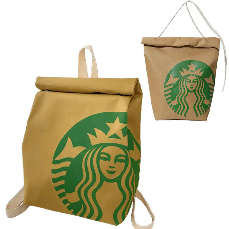 Classic retro Fashion Starbucks larg capacity backpack interesting canvas backpack cute casual canvas bag crossbody bag Shoulder bag