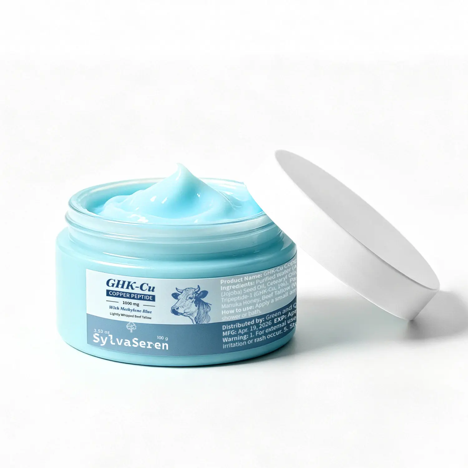 SYLVASEREN GHK-Cu Facial Peptide Cream, helps in anti-aging, firming the skin and providing deep hydration. with whipped lanolin, manuka honey and hyaluronic acid, 100 g