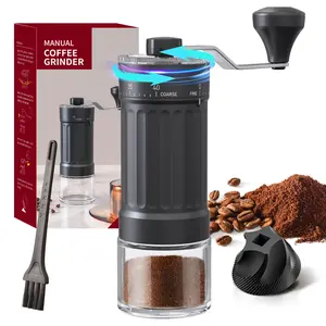 Mini manual coffee grinder, with 40 adjustable grind settings, portable hand-crank coffee bean grinder, 30g capacity, ceramic burr, with handle, suitable for travel, camping, making espresso, pour-over coffee, etc.