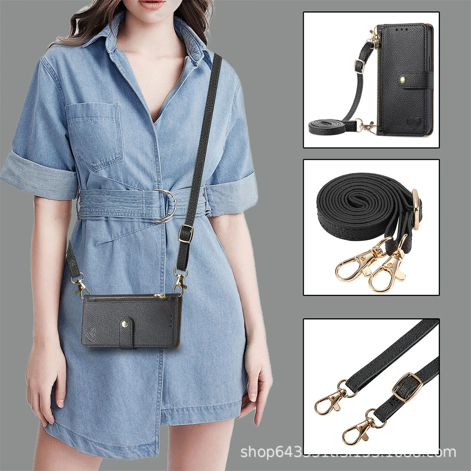 Black + [1.2M diagonal long wrist strap]