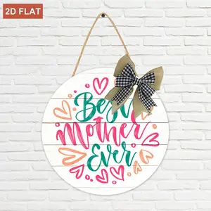 Best Mom Ever Round Door Hanger, Birthday Gift for Mom Signs, Mother's Day,Rustic Wooden Wreath Hanging Sign Wall Decor for Home Front Door Sign, Porch, Entry, Wall Decor, Home Ornaments 12 Inch