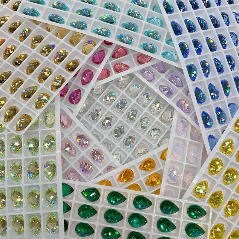 【Exclusive】7*10mm Tear Drop Flat Back High Quality Pear K9 Crystal Nail Gems Jewelry Making Phonecase Decoration