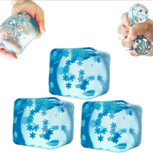 Squishy Ice Cube Stress Balls - Snowflakes Design for Ultimate Stress Relief and Fidgeting Fun