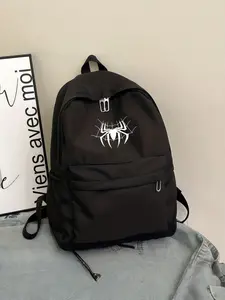 Spider Pattern Backpack, Casual Nylon Book Bag, Unisex Fashion Accessory, Durable & Easy to Clean, Ideal for Daily Use