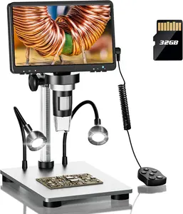 DM9 7" Digital Microscope: 1080P 1200X  Microscope Magnifier, 12MP Ultra- Focusing LCD Soldering Microscopes for Adults, PC View, 32GB