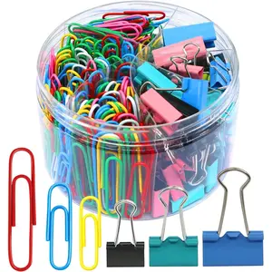 Paper Clips Binder Clips, 340PCS Assorted Size Paper Clips and Binder Clips, Colored Paperclips Large Medium Small, Binder Clip and Paper Clip Set for Home School Office Supplies
