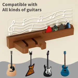 Guitar Wall Mount Stand with LED Lights – Solid Wood & Acrylic USB-Powered Guitar Hanger, Perfect Gift for Men, Guitarists & Music Lovers (Acoustic, Electric, Bass, Ukulele)