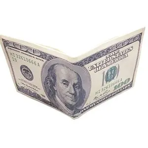 Franklin $100 Bill Money Wallet - Green Micro Fiber Durable Bi-Fold Novelty Cool Style Homebay