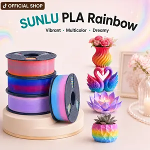 SUNLU Rainbow PLA 3D Printing Filament, 1.75mm Multicolor Gradient Bundle, Neatly Wound Beginner-Friendly Material for Non-AMS 3D Printers