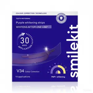 Whitening Strips, Color Correcting Purple Teeth Whitening Strips, Removes Yellow Stains, Enamel Safe for Sensitive Tooth, 30 Min Treatment, 14 Treatmetnts, 28 Strips