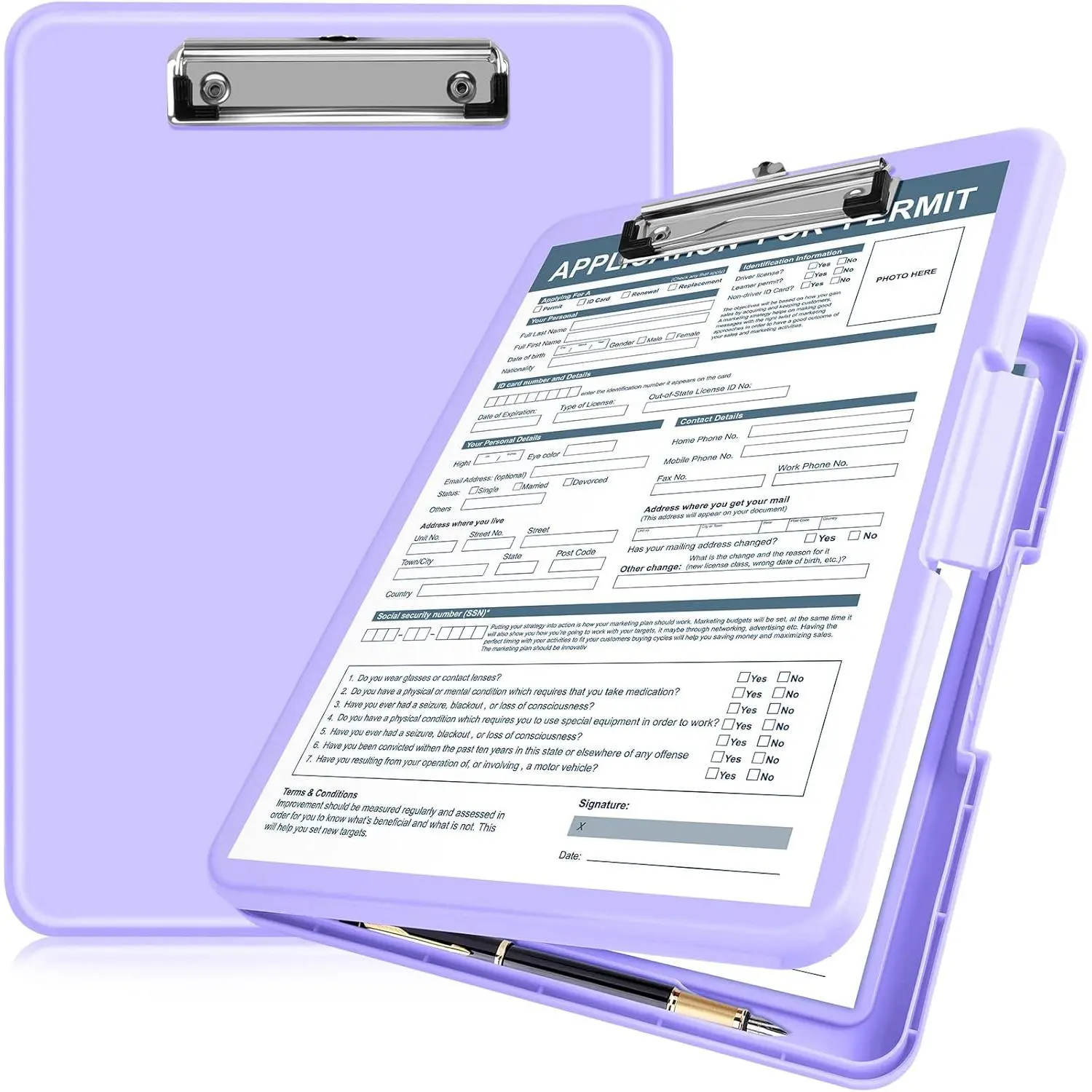 Storage Clipboard Heavy Duty, Clipboard with Storage 13x9.6 inches, Side Opening Plastic Clipboards,  Clip Board Foldable, Letter Size Smooth Writing for Work, Study(Light Purple)