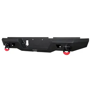 TIOYAR Steel Rear Bumper Black Texture for 2020-2025 Jeep Gladiator JT With Winch Plate& LED Lights & 2 x D-Rings for Off-Road Performance