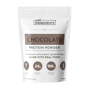 Just Ingredients Chocolate Protein Powder – 15-Serving Blend with 100% Grass-Fed Whey & Organic Plant Proteins – Rich Cocoa Flavor – Supports Muscle Recovery, Energy & Satiety* – No Artificial Sweeteners or Fillers
