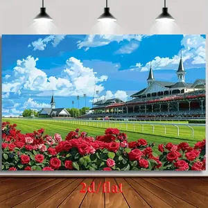 Horse Racing & Event Backdrop – Rose Track Theme Tapestry, Wall Hanging, Photography Background, Polyester HD Print, Wedding, Party, Celebration, Decor