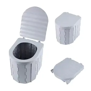 Portable Camping Toilet with Lid, Foldable Waterproof Abs Travel Potty, Essential Car Camping Gear for Hiking and Outdoor Activities, Camping Supplies
