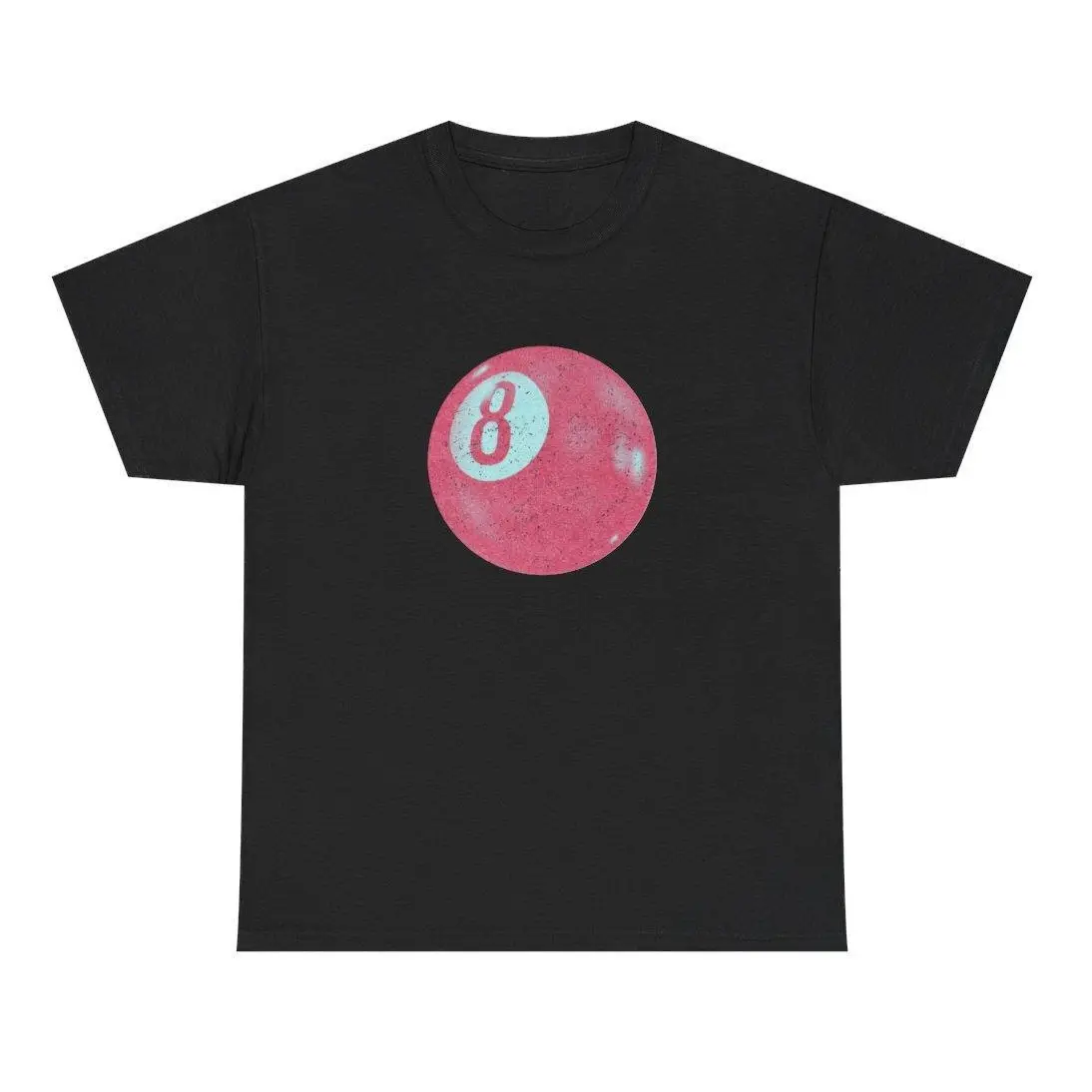 Men's Heavy Cotton Short-Sleeve Crew Neck Tee - 3xl,4xl,5xl T Shirts with Bright Pink Vintage 8 Ball Vivid Print, Casual Streetwear, Classic Fit, Side Seamless All-Seasons Menswear Top
