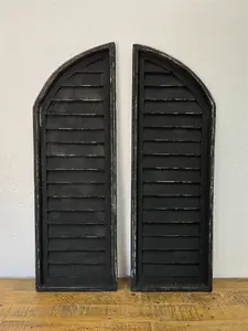 36" Pomezia Wood Shutters, 2 PC Set, Black - G-1 (+)