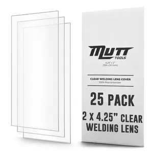Mutt Tools 25 Pack Clear Welding Lenses 2x4.25 - Premium 0.04" Thick Clear Lens for Welding Hood - 2x4 Welding Lens Clear - Replacement Welding Helmet Lens for Standard Helmets