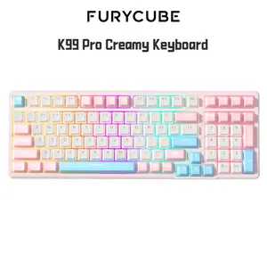FURYCUBE K99 Pro Creamy Keyboard for Work Gaming 2.4G Wireless BT 5.0 USB Wired 5-pin Hot Swappable ASMR Switch Gasket Structure RGB Mechanical Keyboard