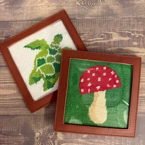 Needlepoint Leather Coaster