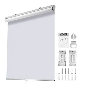 VEVOR Cordless Lift Blackout Roller Shades, 34x72 in Coated Foam Polyester+Acrylic Pull Handle Blinds, Thermal Insulation, Room Darkening, Easy Installation, for Bedroom/Office Windows, White