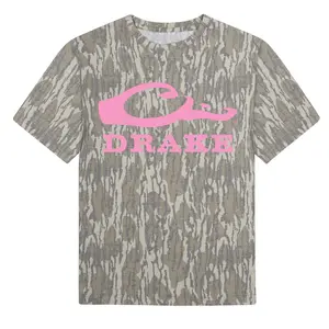 Pink Drake Original Bottomland Washed Out Mossy Oak Camo Cotton T Shirt, Men’s Camo Hunting Tee, Lightweight Outdoor Shirt | Deer Forest Graphic T-Shirt for Men, Gift for Fan, Father's Day, Mother's Day