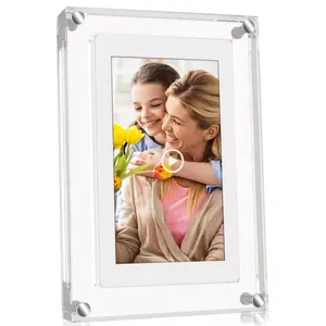 Digital Picture Frame Video Player Clear Acrylic Design for Displaying Photos and Videos