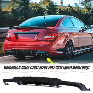 MUTUSASI Rear Diffuser Fit for Mercedes C-Class 2012-2014 C204/ W204 (Sport Model Only) Accessories, Dual-Sided Exhaust One Out Rear Bumper Lower Lip Splitter Exterior