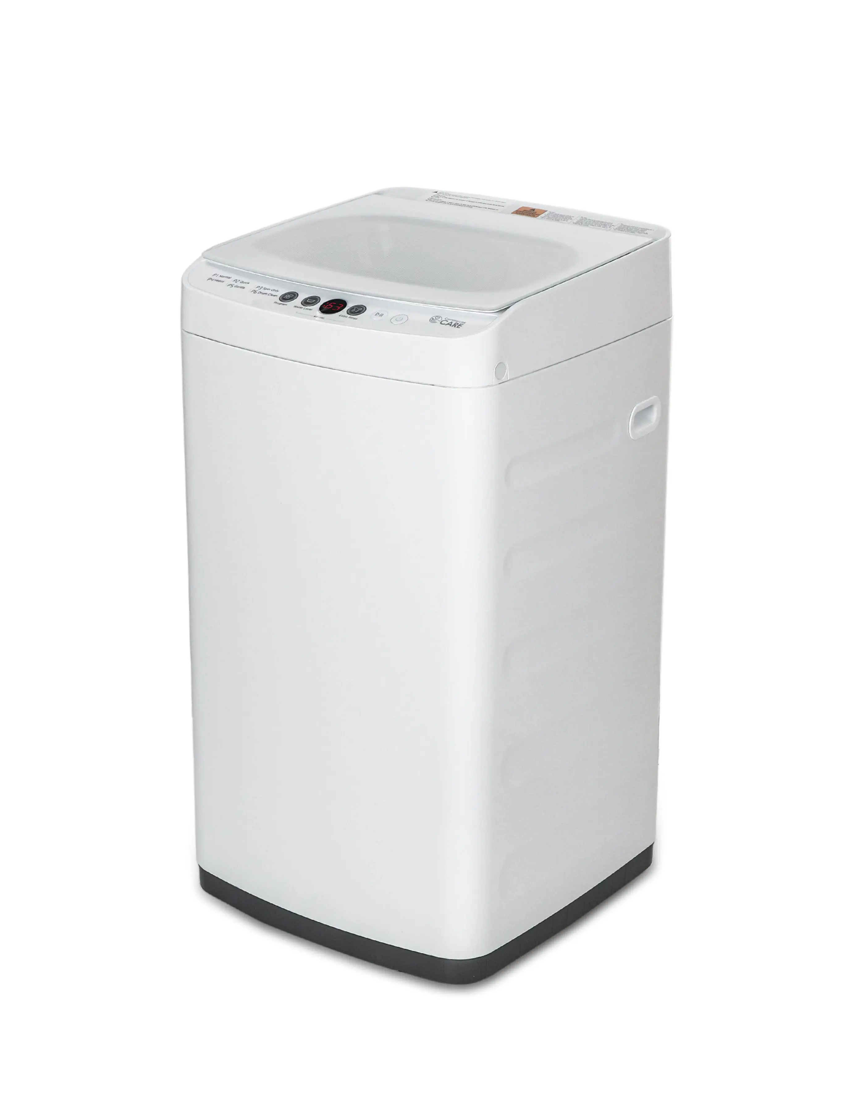 Commercial Care 0.9 Cu. Ft. Portable Washing Machine for Small Spaces, Compact Washer with 6 Wash Cycles (Heavy, Gentle), 3.5 Lbs. Capacity, LED Display Screen, Digital Controls, CC09PWM, White, Stainless Steel