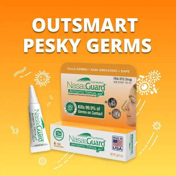 NasalGuard Nasal Antiseptic Gel | Helps Kill 99.9% of Germs Around the Nose | Alcohol-Free, Moisturizing, Daily Use | Drug-Free Protection | 150+ Applications (Cool Menthol, 3g)