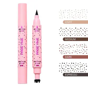 PAGE VINE 2-in-1 Freckle Stamp & Eyeliner Pen for Quick Makeup - Smudge-Proof Waterproof Formula for Natural Freckles & Sharp Eyeliner - Perfect for Travel Festivals & Social Media Content Creation