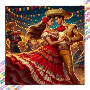 1pcs 5D DIY diamond painting kit, 5D diamond art set, DIY decoration, Mexican dancer diamond painting kit full round drill DIY, mosaic, diamond art, DIY art home decor, suitable for Halloween and Christmas.