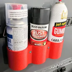 Magnetic Can Holder 3 Slot 3D Printed with Strong Rubber Coated Magnets for Toolboxes Metal Cabinets Shop Equipment and Garage Setups