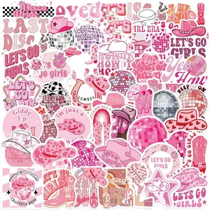 Pink Cowgirl Series Sticker, 50pcs/set Colorful Decorative Sticker, DIY Decals for Water Bottle, Laptop, Cellphone Case, Casing, Scrapbooking, Journal Making