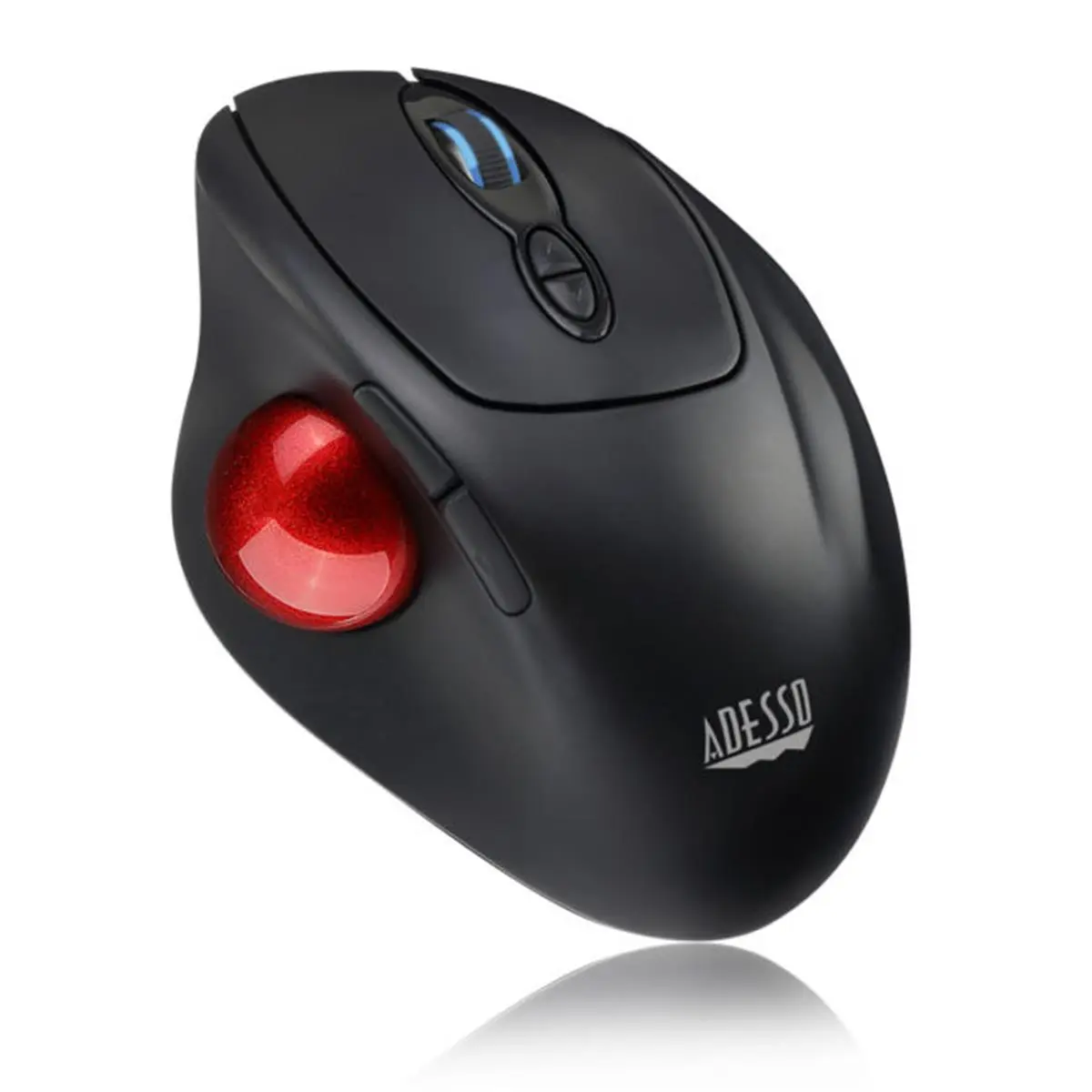 Adesso 2.4GHz Wireless Programmable Ergonomic Trackball Mouse with Detachable Component, 7 Buttons, Adjustable DPI Switch, Optical Sensor, USB Port Compatibility, Batteries Included