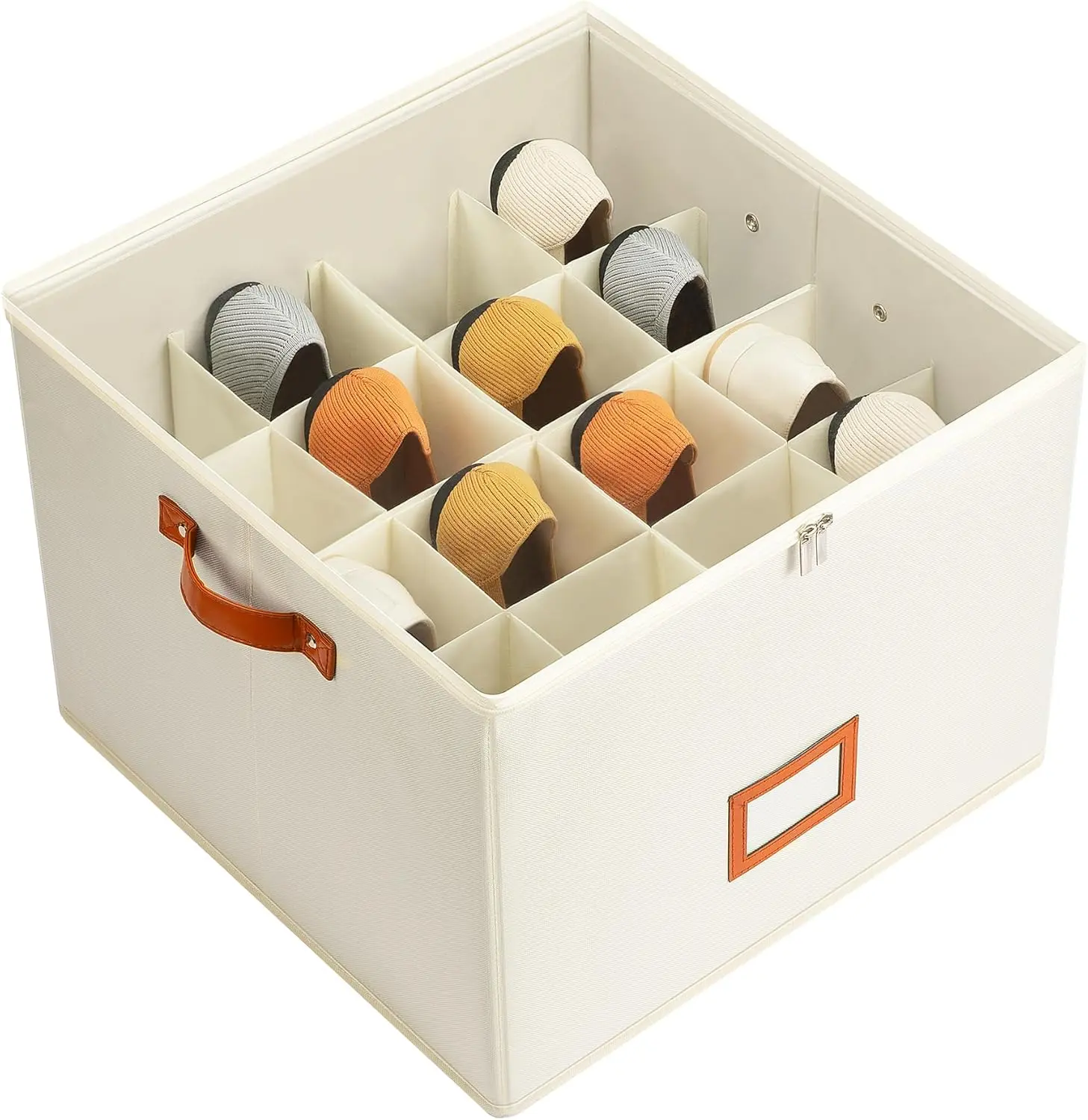 DELAMU Shoe Organizer for Closet, Fabric Shoe Storage Boxes with Clear Cover, Dustproof Shoe Organizer, Adjustable Dividers for Storage, Foldable Space-saving Storage Container Bins, Shoe Storage Organization, Gift
