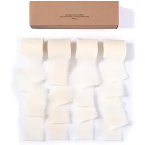 Ivory Chiffon Silk Ribbon Handmade Frayed Fringe Sheer Boho Ribbon for Flower Bouquet, Gift Wrapping, Wedding Invitations, 1-1/2'' 5 Yards*4 Rolls